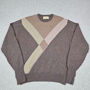 Lord Jeff Vintage Ireland Lambswool Sweater Mens Medium Multicolor Geometric